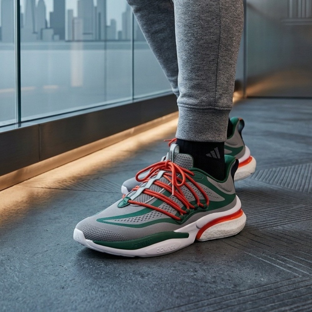 adidas AlphaBoost V1 Miami Hurricanes Running Shoes Men's 15 IE1038 New No Box